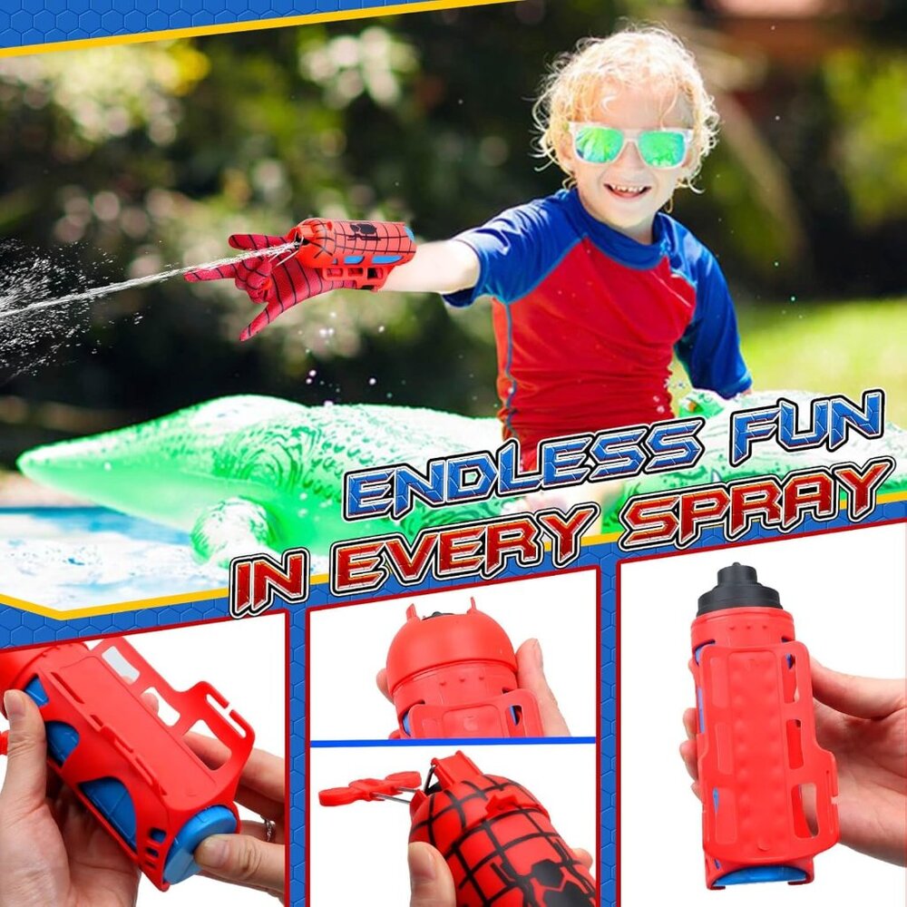 Water Blaster for Kids 4-8 Superhero Cosplay Toy for Outdoor Summer Fun(1 Set)